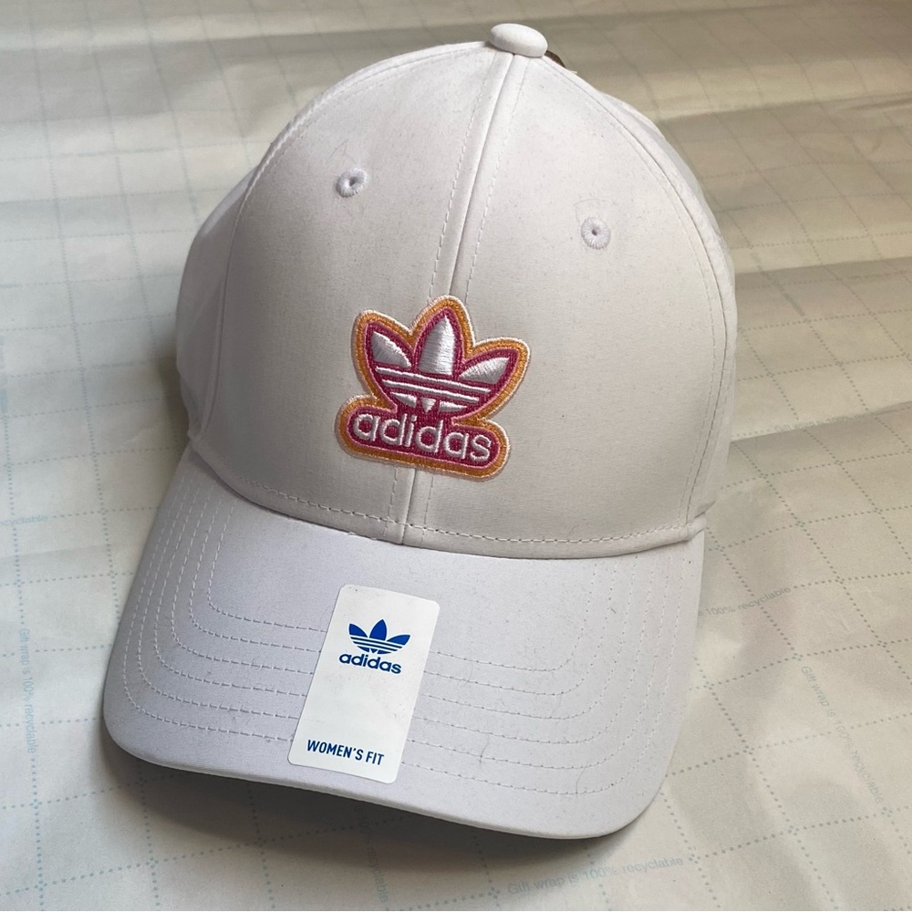 Adidas white/pink women’s fit hat